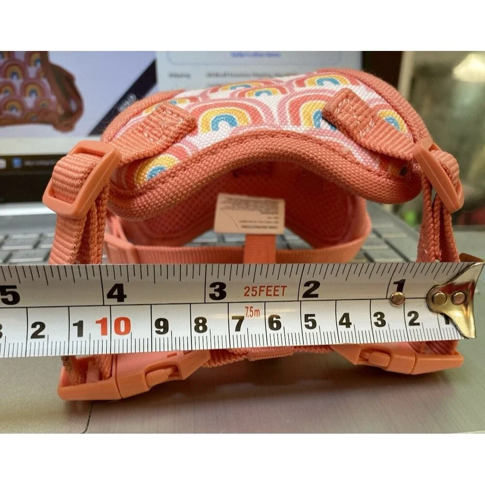 Vibrant Life Peach Rainbow Cat Kitty Harness with Leash O/S READ
